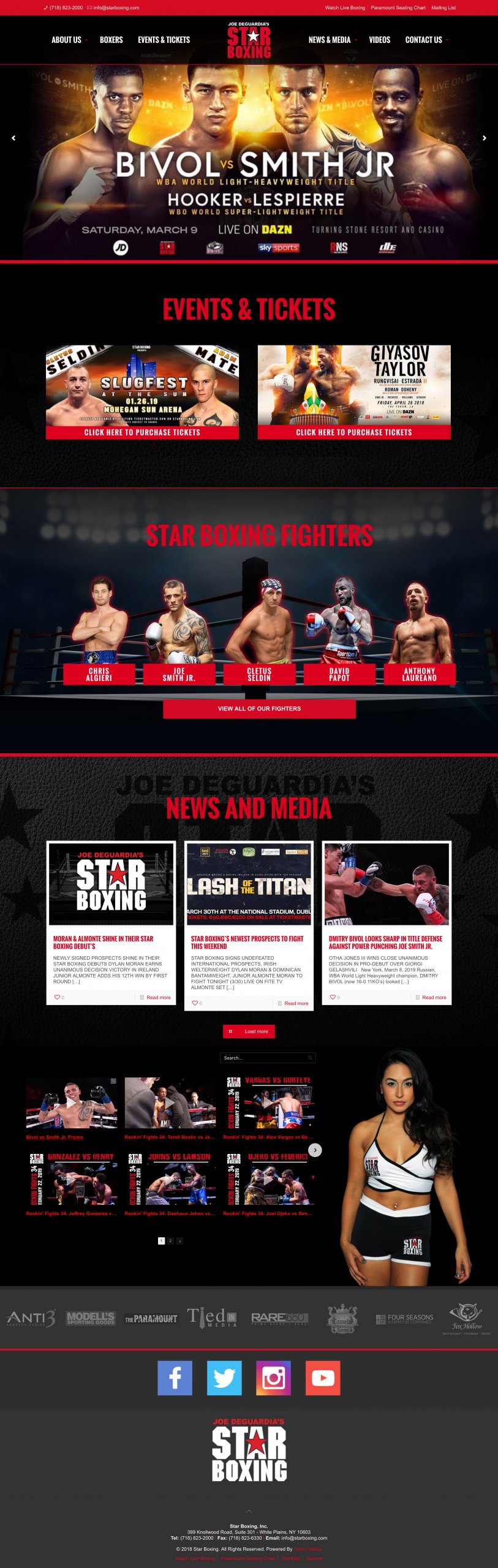 Star Boxing Website design homepage