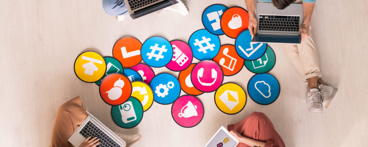 Social media planning board showing content calendar and multi-platform marketing strategy