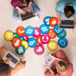 Social media planning board showing content calendar and multi-platform marketing strategy