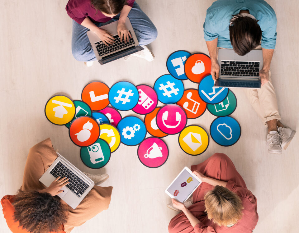 Social media planning board showing content calendar and multi-platform marketing strategy