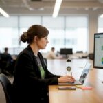 Woman working on marketing strategies in office