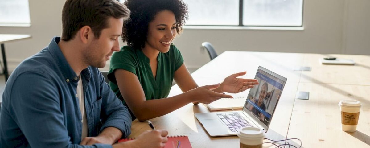 Marketing team reviewing video project footage