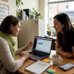 Small business owner and consultant planning campaign