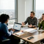 Team reviews video campaign storyboard