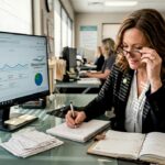 Clinic manager reviewing digital lead workspace