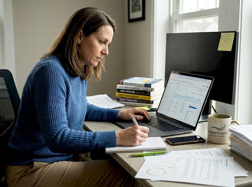 Digital marketer preparing paid ad setup