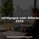 Businesswoman reviews project in agency office