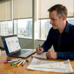 Manager planning marketing strategy at office table