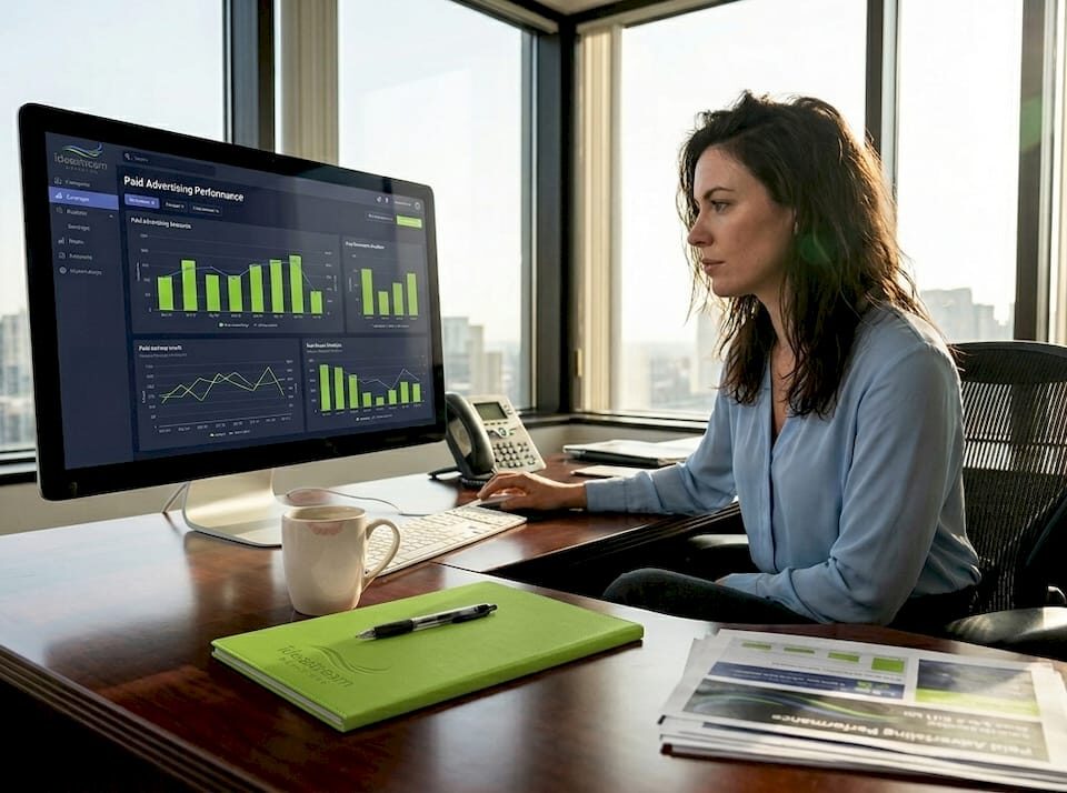 Manager analyzes paid ad campaign results
