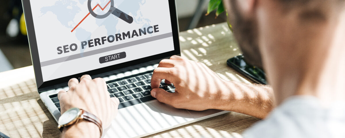 Laptop screen displaying SEO performance analytics for Long Island business