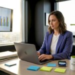 Marketing manager analyzing campaign results in office
