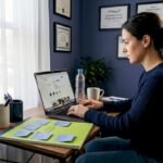 Social media manager updating Instagram profile