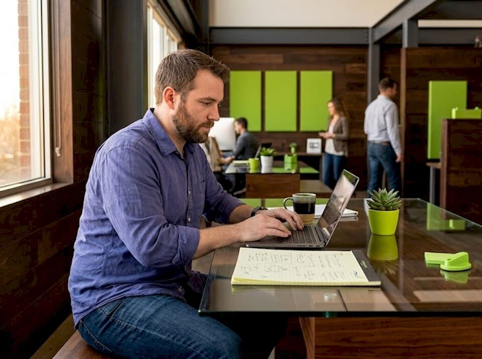 Business owner setting up Google Ads workspace