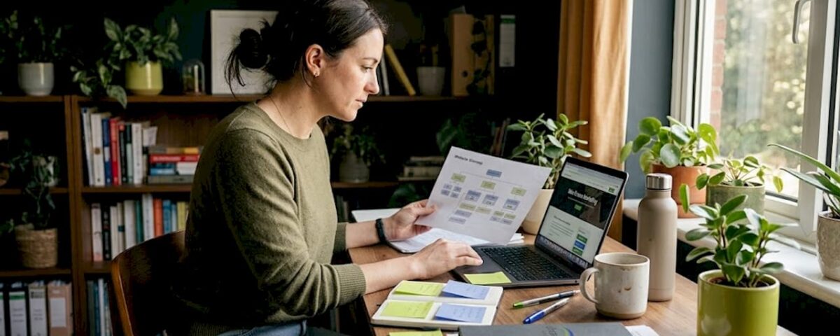 Business owner planning website development