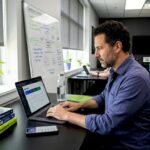 Marketing specialist working in SEO agency office