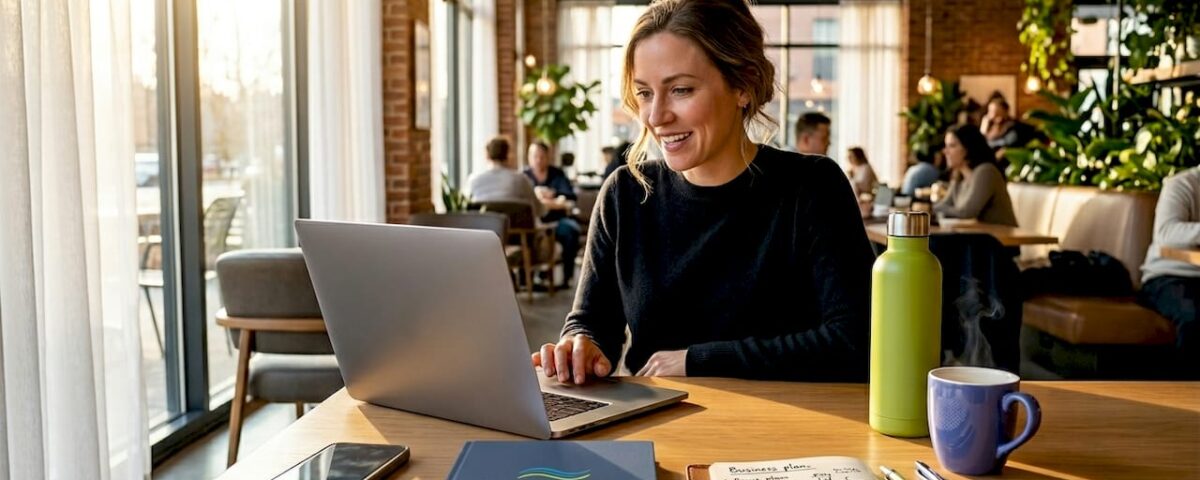 Business owner setting up website chatbot