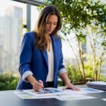 Marketing strategist reviewing campaign designs
