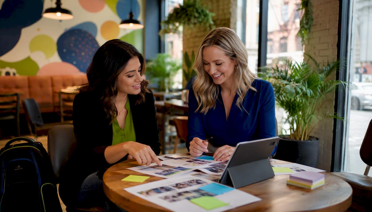 Marketing team planning video distribution