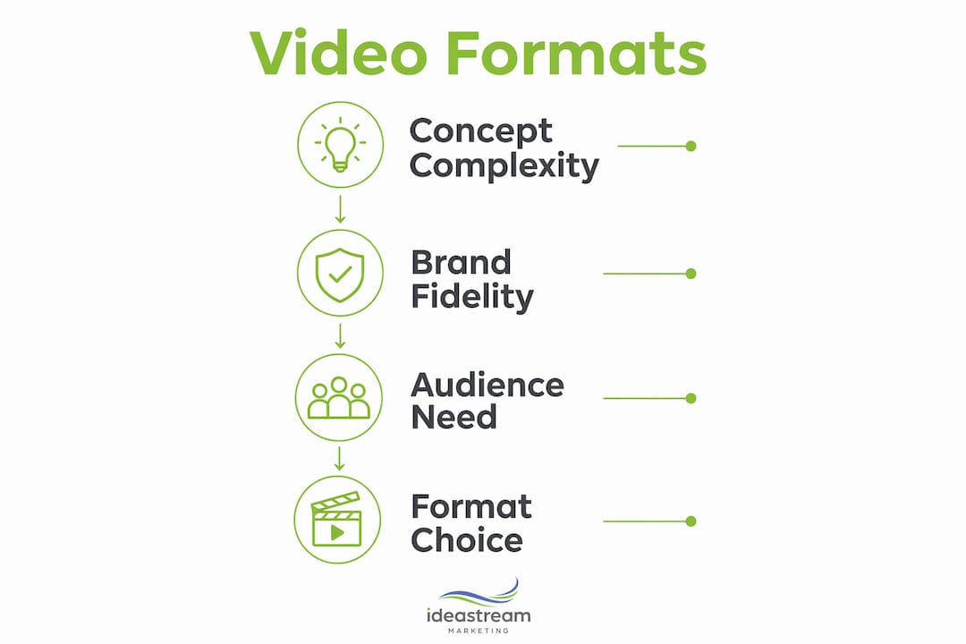 Infographic showing explainer video format decision steps