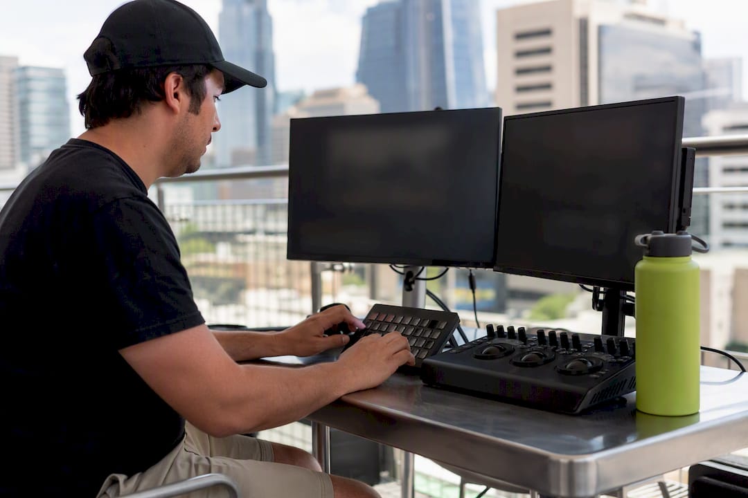 Hands controlling video export presets