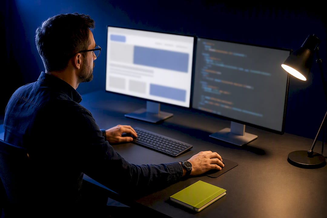 SEO Specialist Analyzing Code | Idea Stream Marketing SEO specialist comparing rendered page and source