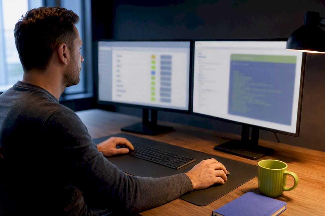 SEO specialist reviewing local schema data