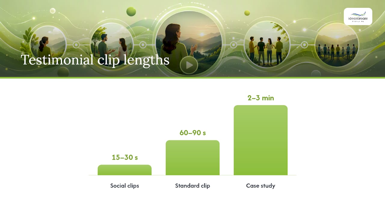 Testimonial video lengths by marketing placement