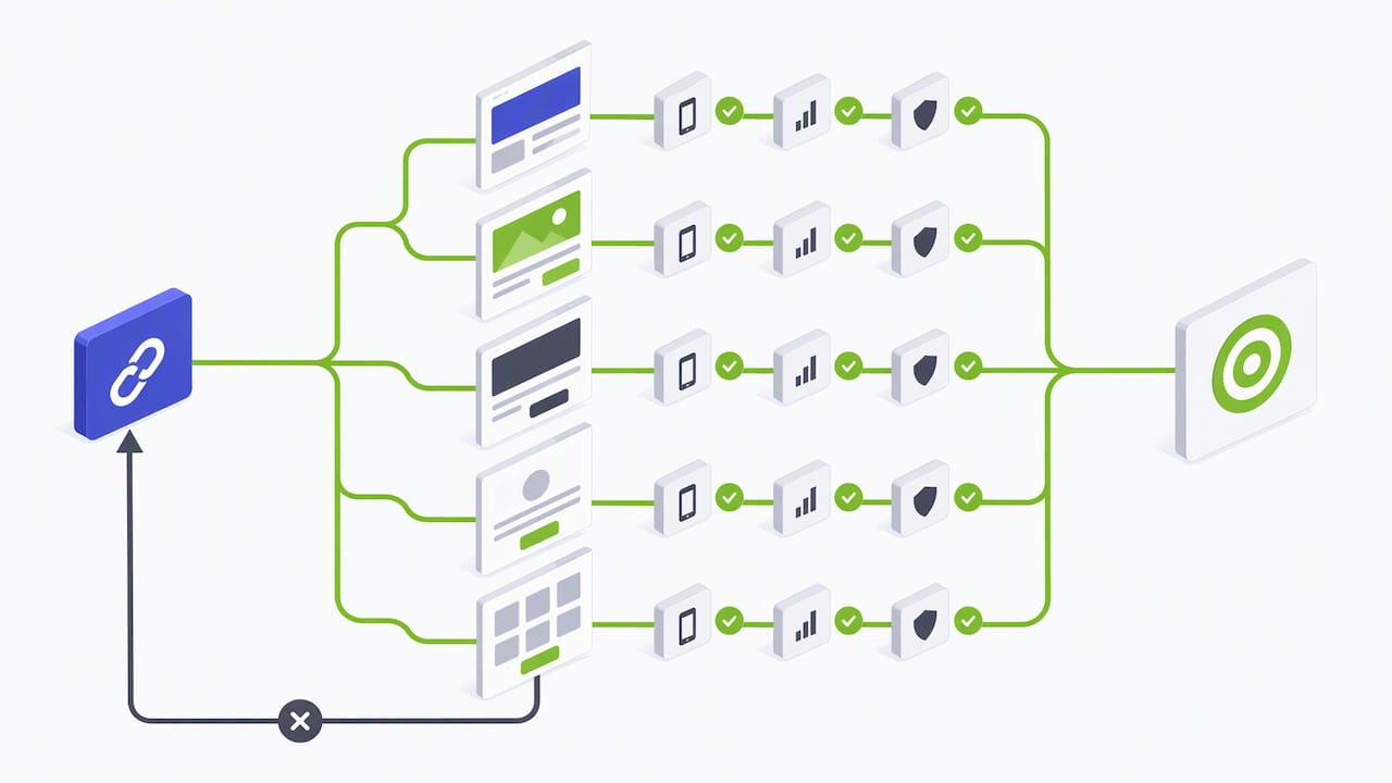 Dynamic landing page variants passing QA checks